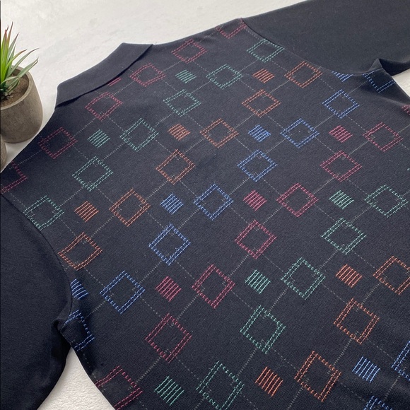 St. Croix Knits Vintage Wool Blend Geometric Pattern Long Sleeve Sweater Polo - Picture 4 of 16